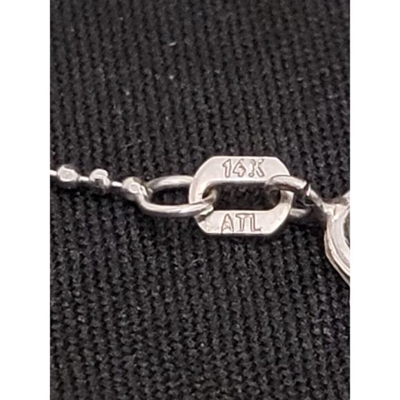 14k Princess white Gold beaded necklace 16in, 2.3g - Picture 8 of 11